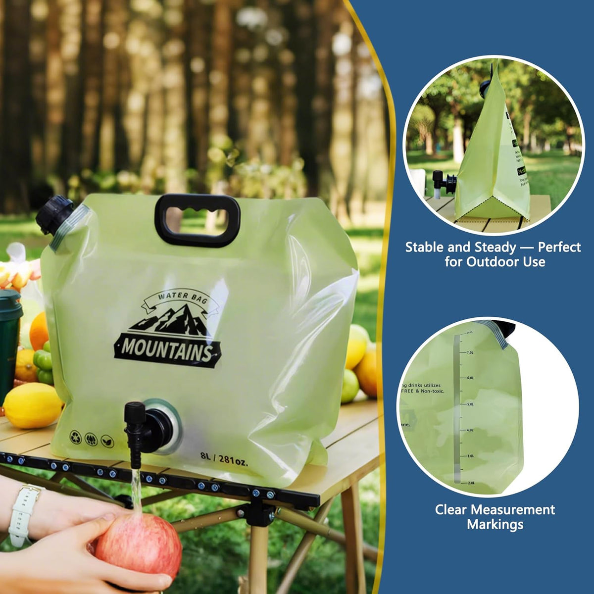 Camping Water Jug 2.1 Gallon Collapsible Water Container Portable Water Bag for Travel Outdoor Hiking
