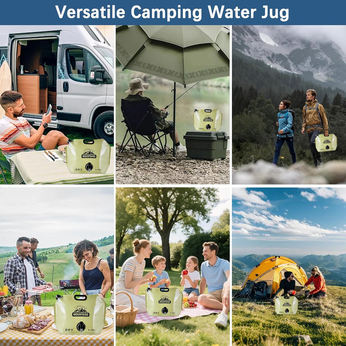 Camping Water Jug 2.1 Gallon Collapsible Water Container Portable Water Bag for Travel Outdoor Hiking