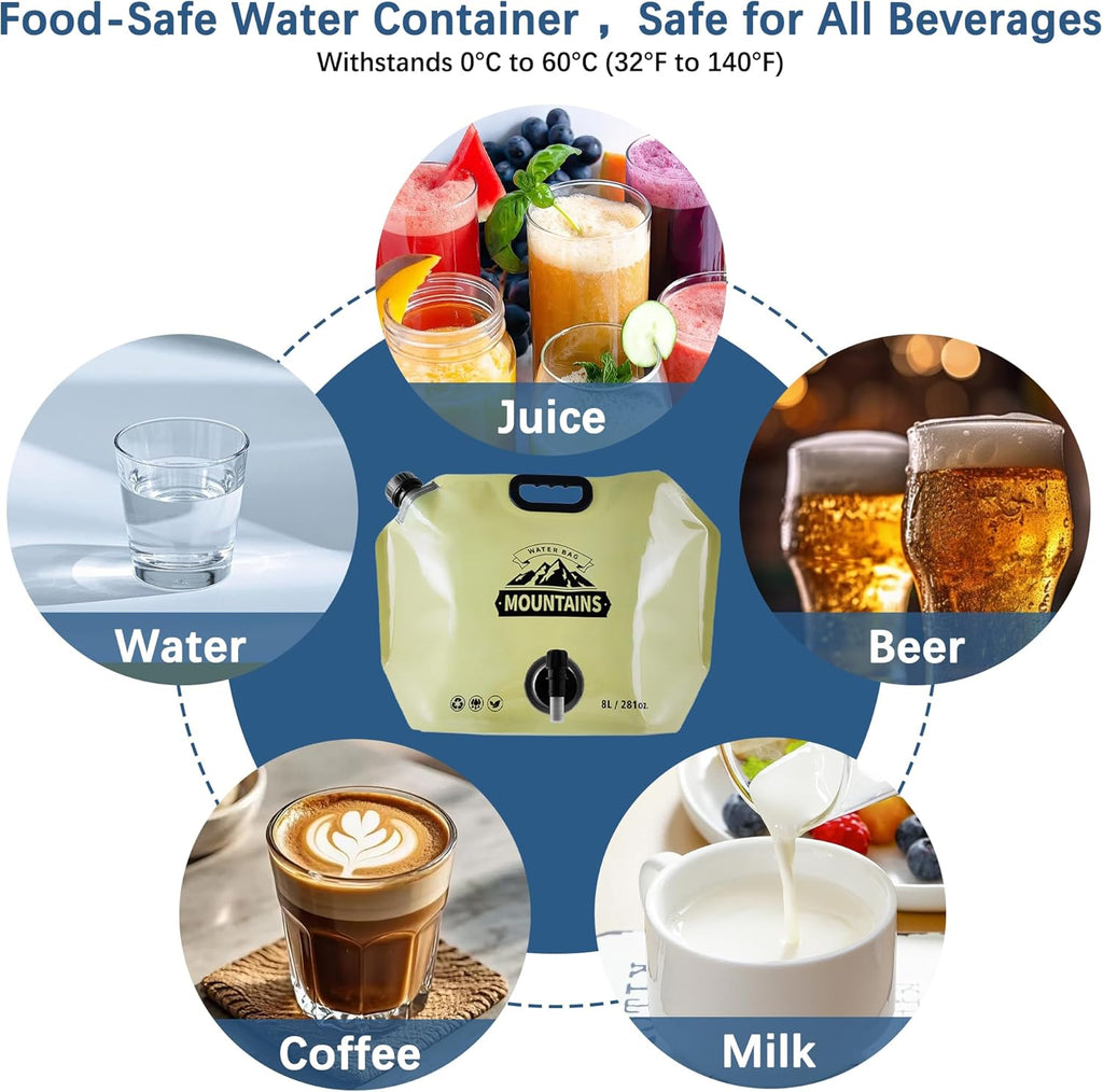 Camping Water Jug 2.1 Gallon Collapsible Water Container Portable Water Bag for Travel Outdoor Hiking