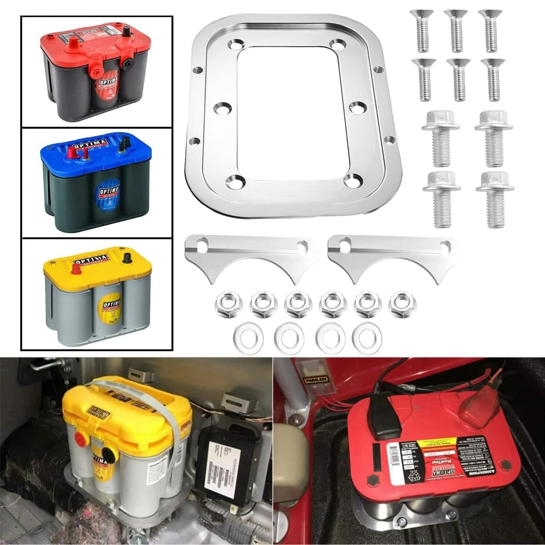 Battery Bracket Relocation Hold Down Tray Kit For Optima 34/78 Battery Aluminum