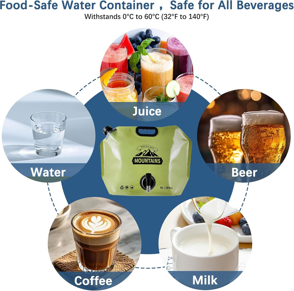 Camping Water Jug 2.1 Gallon Collapsible Water Container Portable Water Bag for Travel Outdoor Hiking