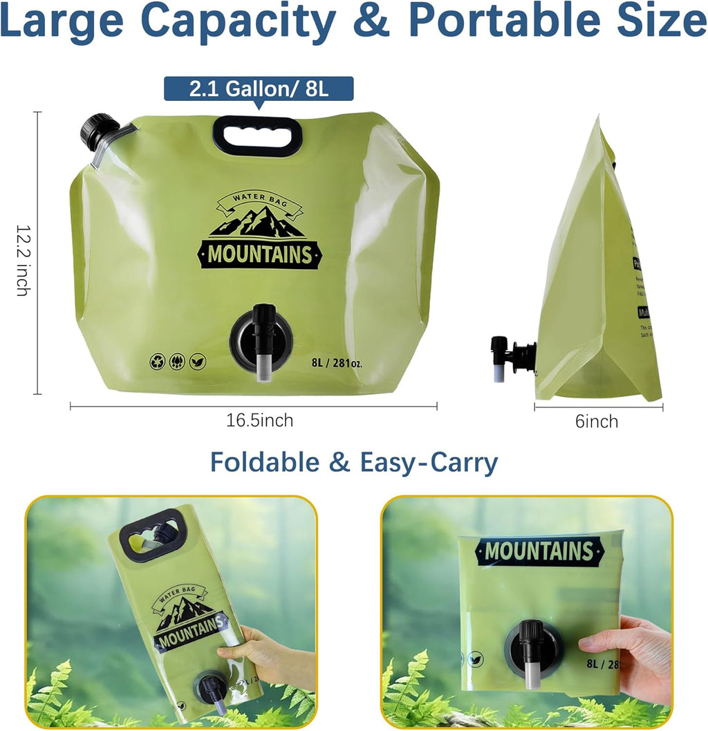 Camping Water Jug 2.1 Gallon Collapsible Water Container Portable Water Bag for Travel Outdoor Hiking