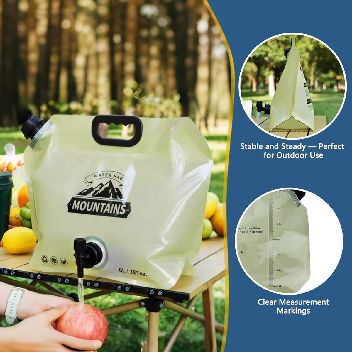 Camping Water Jug 2.1 Gallon Collapsible Water Container Portable Water Bag for Travel Outdoor Hiking
