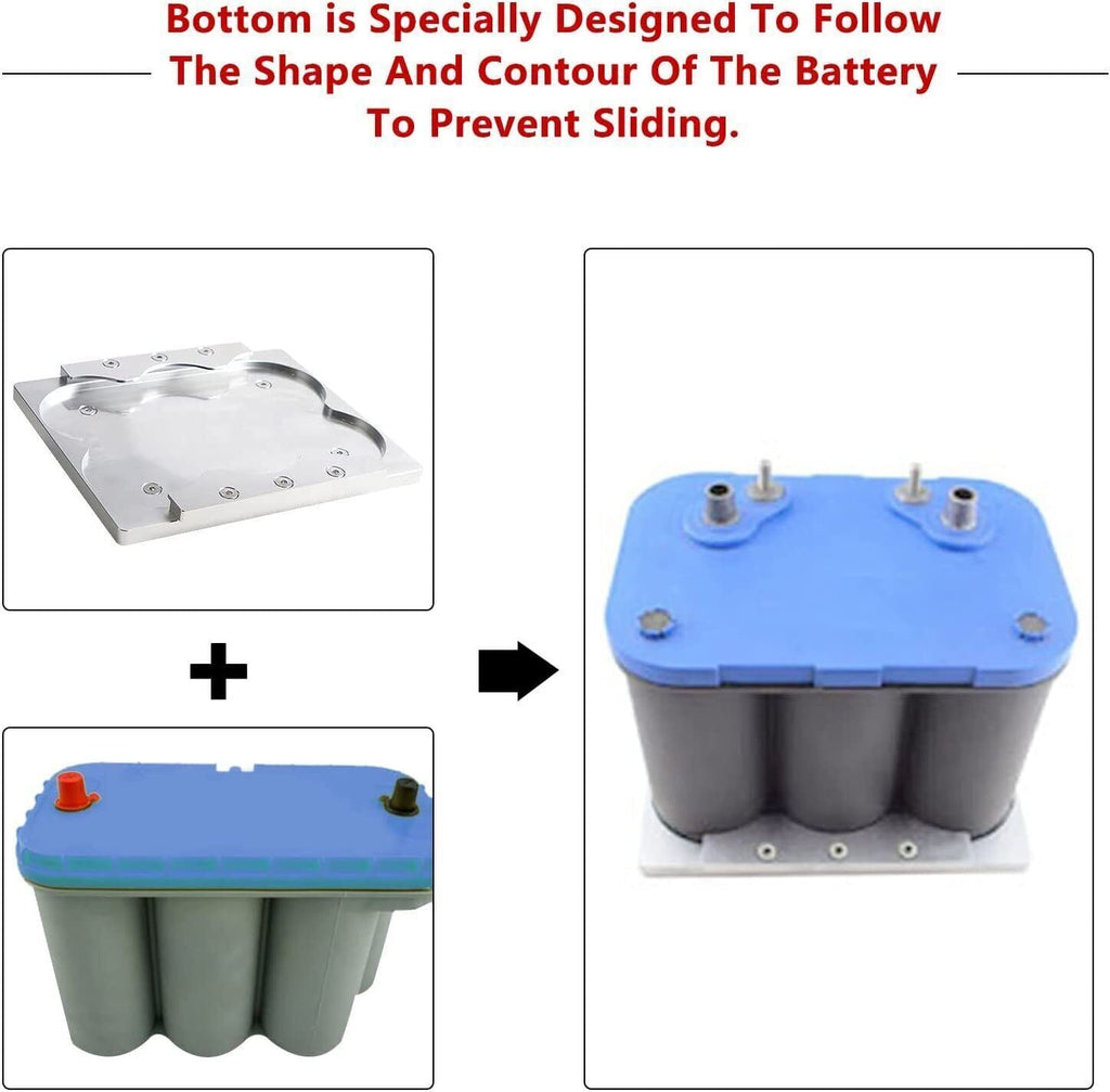 Battery Bracket Relocation Hold Down Tray Kit For Optima 34/78 Battery Aluminum
